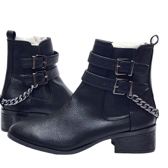 Kenneth Cole REACTION Salt Biker Chain Chelsea Boots Black US 7.5 M - Picture 2 of 14